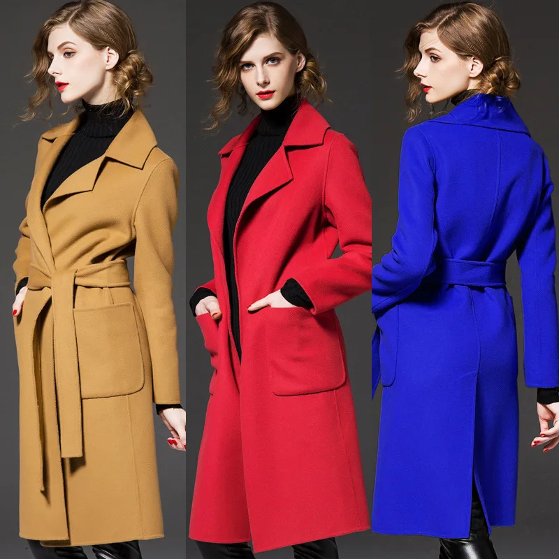 Women Coat 2015 Autumn Winter New Fashion Wool Slim Long High Quality Jackets And With Blet Plus Size Red Brown Blue Overcoat
Women Coat 2015 Autumn Winter New Fashion Wool Slim Long High Quality Jackets And With Blet Plus Size Red Brown Blue Overcoat