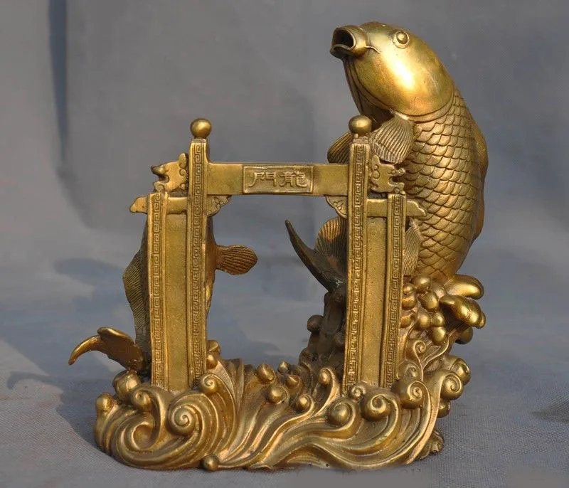 Christmas 8" old China Feng Shui brass auspicious carp jump Dragon door statue wedding decoration
Christmas 8" old China Feng Shui brass auspicious carp jump Dragon door statue wedding decoration