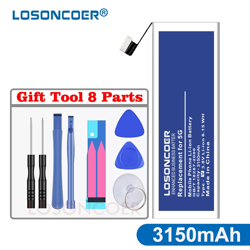 100% новый нулевой цикл LOSONCOER 2100 мАч 4100 для iphone 5 4S 5S 5C SE 7 полимерные батареи +