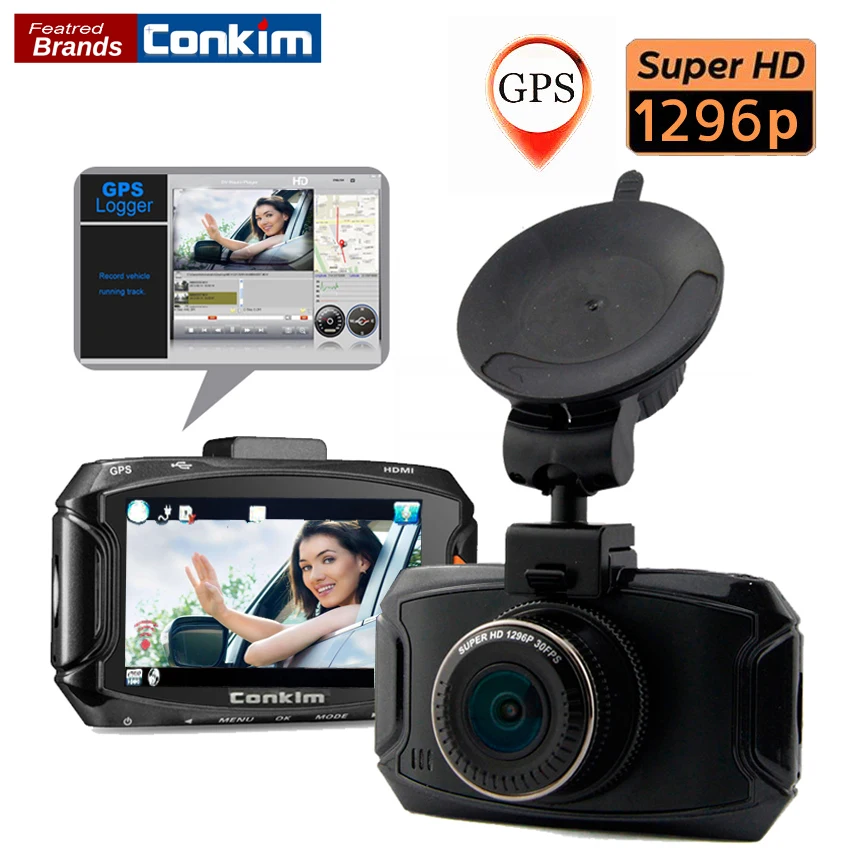 Conkim font b Car b font DVR Camera Ambarella A7LA70 2304 1296P 30fps 2 7Inch LCD