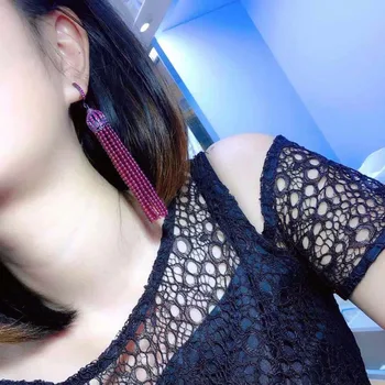 Qi Xuan_Drop Earrings Garnet Earrings Wine Red S925 Sterling Silver Inlaid Zircon Accessories Simple Personality Tassel Earrings
Qi Xuan_Drop Earrings Garnet Earrings Wine Red S925 Sterling Silver Inlaid Zircon Accessories Simple Personality Tassel Earrings