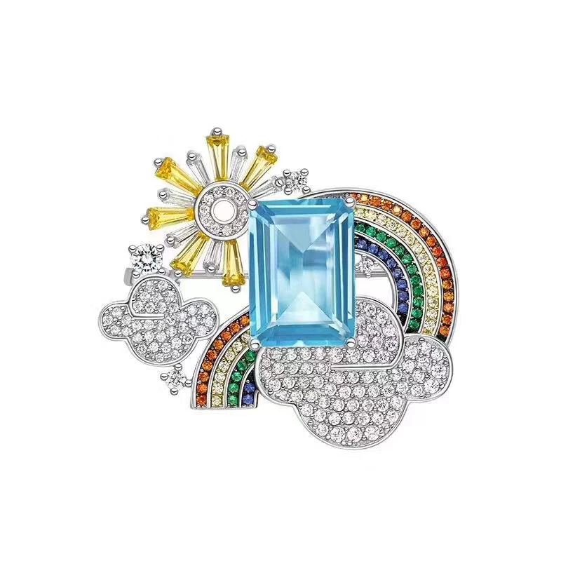 Luxury Hot Colorful Rainbow Cute Brooch Colorful Sun Cloud 925 Sterling Silver Zircon Women Brooch Pin Jewelry Blue Square Stone
Luxury Hot Colorful Rainbow Cute Brooch Colorful Sun Cloud 925 Sterling Silver Zircon Women Brooch Pin Jewelry Blue Square Stone