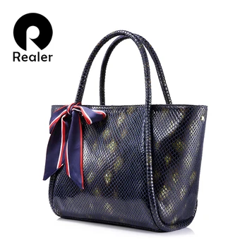 REALER brand women genuine leather handbag female shoulder bag with serpentine prints large capacity ladies bag tote with bow
REALER brand women genuine leather handbag female shoulder bag with serpentine prints large capacity ladies bag tote with bow