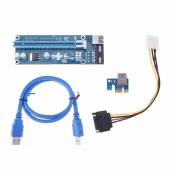 60cm PCI-E PCIe PCI Express 1x to 16x Riser USB 3.0 Extender Cable with Sata to 4Pin IDE Molex Power Supply for BTC Miner
60cm PCI-E PCIe PCI Express 1x to 16x Riser USB 3.0 Extender Cable with Sata to 4Pin IDE Molex Power Supply for BTC Miner