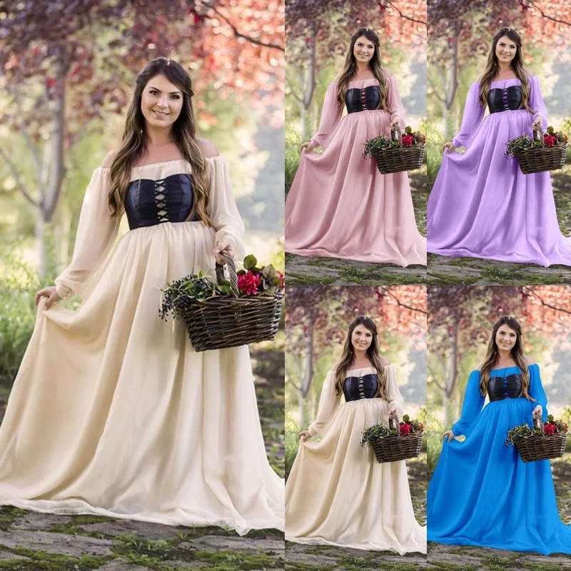 2019 Women Dress Renaissance Off Shoulder Floor Length Dress Chemise Dress Garb Costume Long Sleeve Medieval Elegant Nobel Dress
2019 Women Dress Renaissance Off Shoulder Floor Length Dress Chemise Dress Garb Costume Long Sleeve Medieval Elegant Nobel Dress