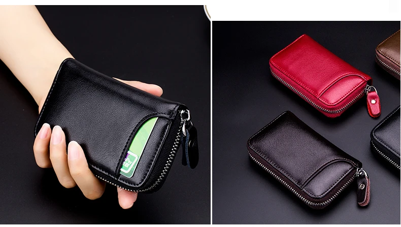 Lomelobo Unisex Split Leather Key Wallet Litchi Pattern Women Multi-Function Coin Purse Men Car Chain Bags Credit ID Card Holder HCL950 Details (12)