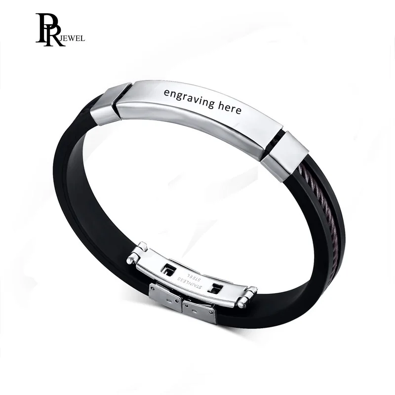 Customized Engraving Silicone Bracelets Personalized Men's Name ID Text Custom Men Bracelets Bangles
Customized Engraving Silicone Bracelets Personalized Men's Name ID Text Custom Men Bracelets Bangles