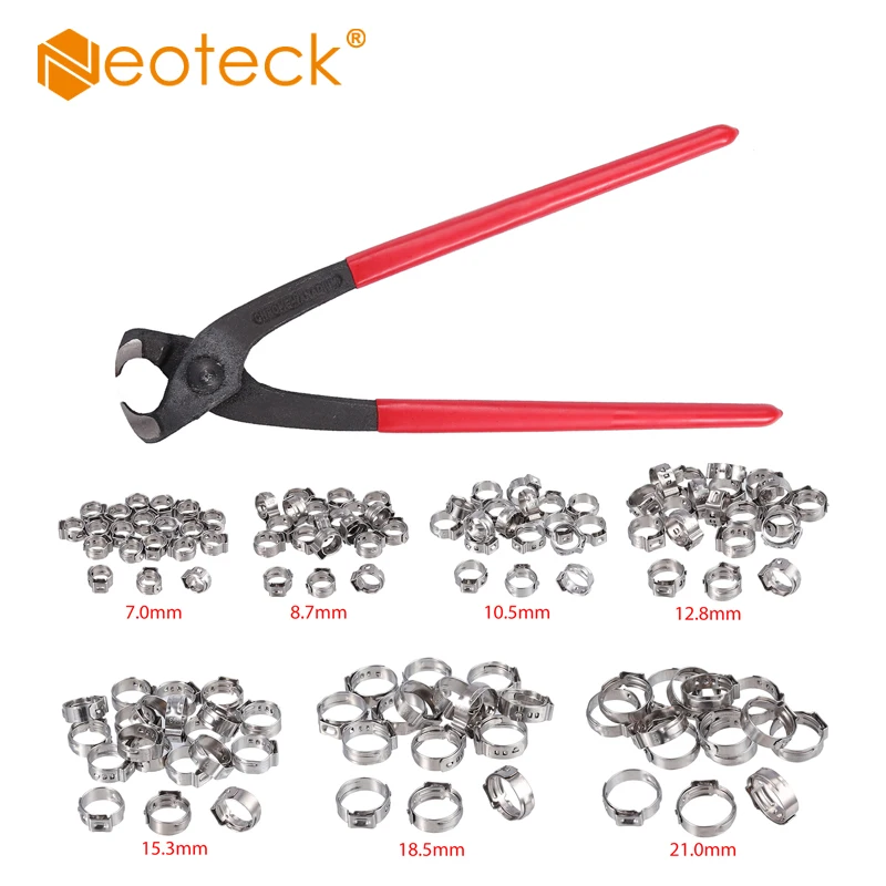 Neoteck 130 шт. зажим для шланга с одним ухом из нержавеющей стали 6-21 мм 304 Нержавеющая
