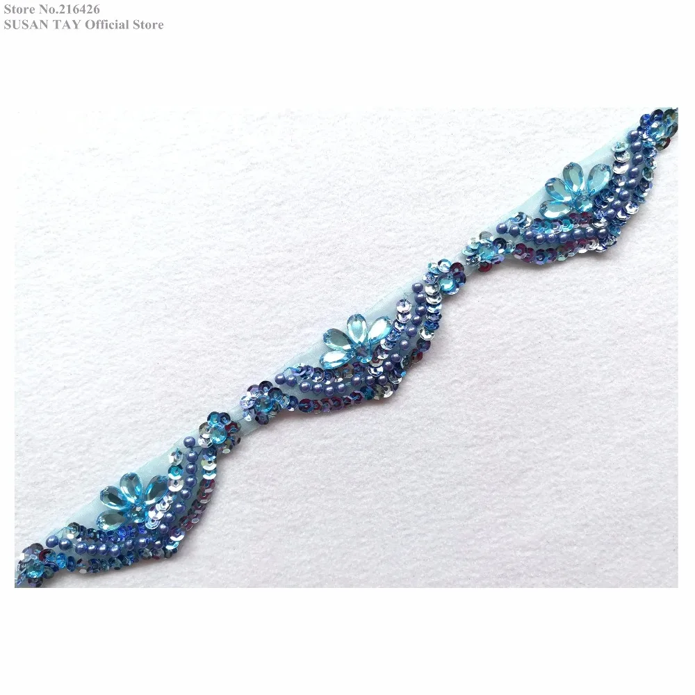 New Handmade Blue Beaded Sequined Pearled Stoned Laces Ribbon Appliques Trimmings Dancing Costume Wedding Decoration 1Yard BT82A
New Handmade Blue Beaded Sequined Pearled Stoned Laces Ribbon Appliques Trimmings Dancing Costume Wedding Decoration 1Yard BT82A