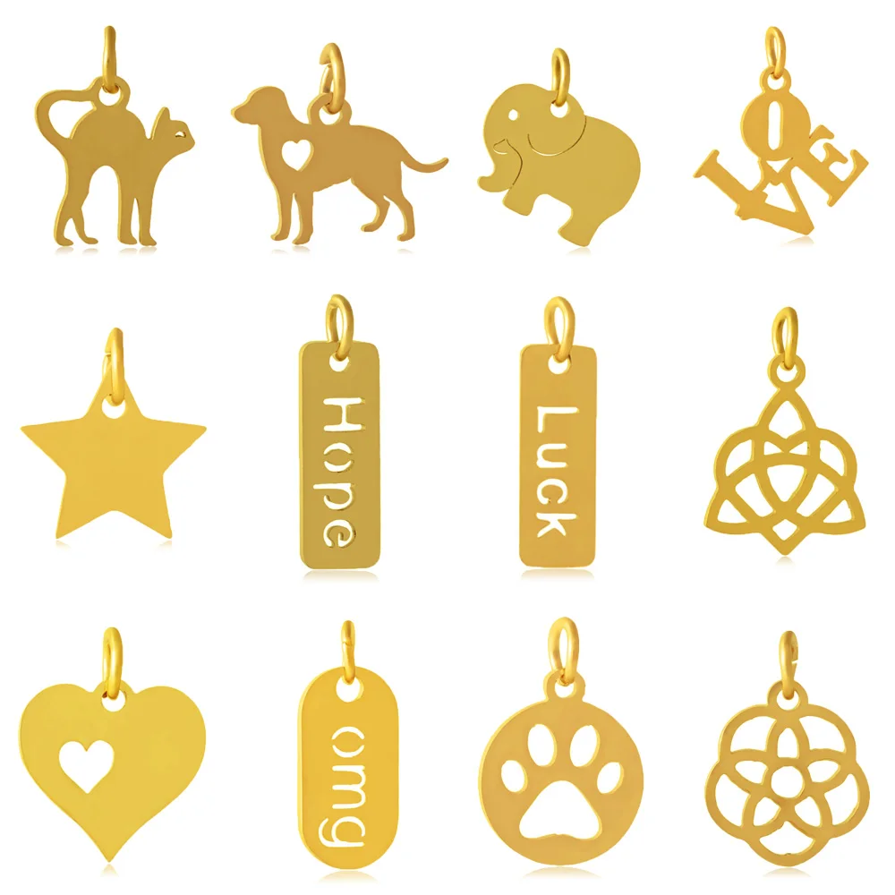 12Pcs Lot Stainless Steel Gold color Cute cat dog elephent Charms DIY Big Hole Bead for Jewelry Making Fit For Pandora Bracelet
12Pcs Lot Stainless Steel Gold color Cute cat dog elephent Charms DIY Big Hole Bead for Jewelry Making Fit For Pandora Bracelet