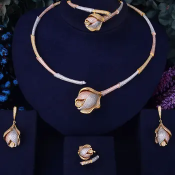 GODKI Bamboo Knot Rose Flower Luxury 3 Tone Women Nigerian Wedding Naija Bride Cubic Zirconia Necklace Dubai 4PCS Jewelry Set
GODKI Bamboo Knot Rose Flower Luxury 3 Tone Women Nigerian Wedding Naija Bride Cubic Zirconia Necklace Dubai 4PCS Jewelry Set