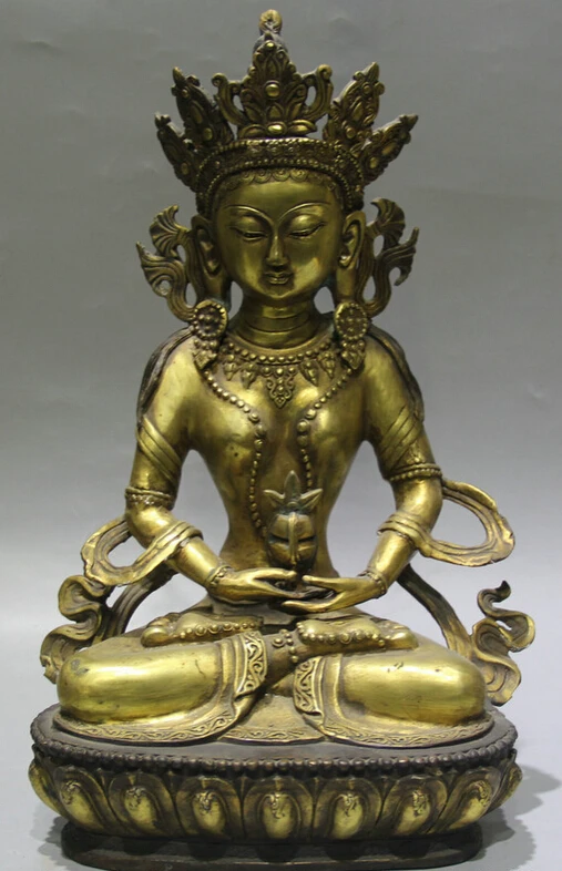 S2272 15" Tibet Buddhism Bronze Gild Seat lotus Amitayus longevity God Goddess Statue D0318
S2272 15" Tibet Buddhism Bronze Gild Seat lotus Amitayus longevity God Goddess Statue D0318