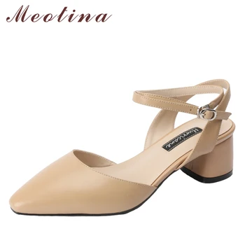 Meotina Genuine Leather Women Pumps Slingbacks Mid High Heels Lady Party Shoes Pointed Toe Ankle Strap Thick Heel Leather Shoes
Meotina Genuine Leather Women Pumps Slingbacks Mid High Heels Lady Party Shoes Pointed Toe Ankle Strap Thick Heel Leather Shoes