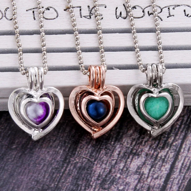 3 colors heart shape Aroma Diffuser Necklace Perfume Essential Oil Diffuser Aromatherapy Pendant Necklace Pearl cage Pendant 
3 colors heart shape Aroma Diffuser Necklace Perfume Essential Oil Diffuser Aromatherapy Pendant Necklace Pearl cage Pendant