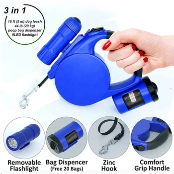 3 In 1 Pet Tractor with LED Flashlight and Bag Dispenser for Small Medium Automatic Durable Pet Training Leash Dog Harness
3 In 1 Pet Tractor with LED Flashlight and Bag Dispenser for Small Medium Automatic Durable Pet Training Leash Dog Harness