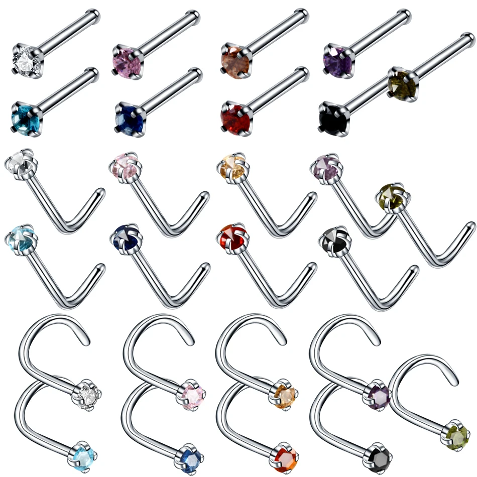 9pcs/lot Steel Mixed Color Zircon Twist Curve Screw Nose Nostril Earring Piercings Crystal Nose Pin Stud Hoop Piercings Jewelry
9pcs/lot Steel Mixed Color Zircon Twist Curve Screw Nose Nostril Earring Piercings Crystal Nose Pin Stud Hoop Piercings Jewelry