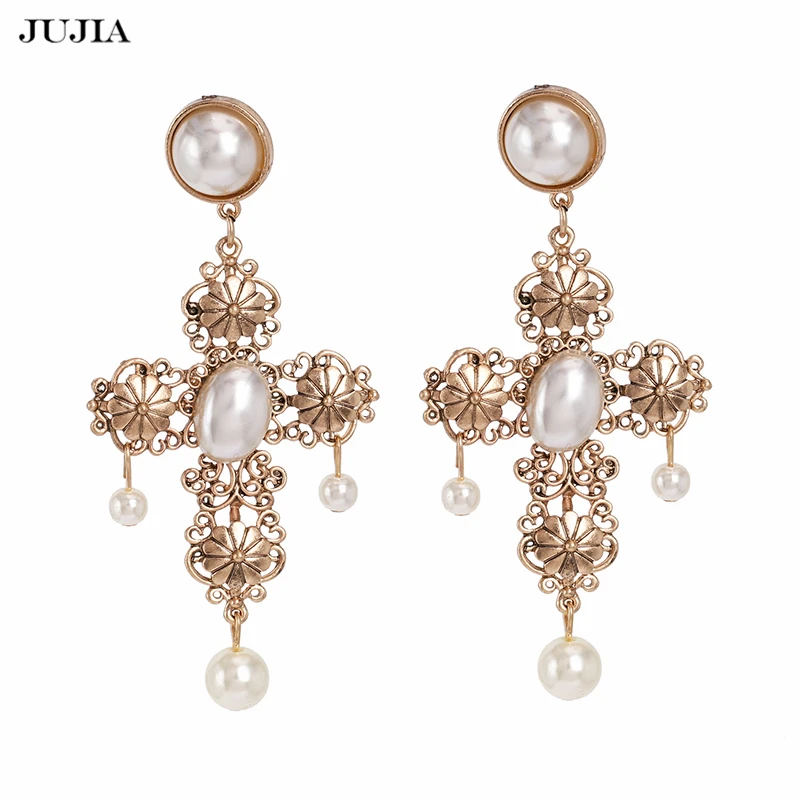 JUJIA Baroque Bohemain Statement Earrings For Women Simulated Pearl Drop Cross Earrings Jewelry Wholesale
JUJIA Baroque Bohemain Statement Earrings For Women Simulated Pearl Drop Cross Earrings Jewelry Wholesale