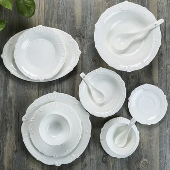 Pure white dishes plates food kitchen accessories dinnerware set rice bowl food plates
Pure white dishes plates food kitchen accessories dinnerware set rice bowl food plates