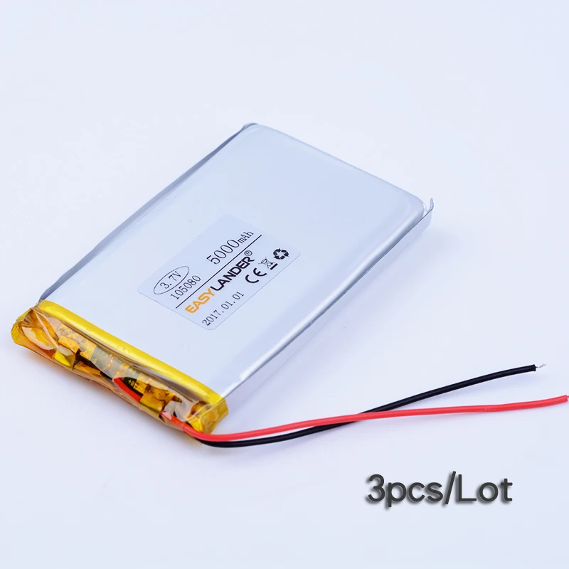 3 шт./лот 7 V 105080 5000mAh литий-полимерный литий-ионный аккумулятор для Power bank видео