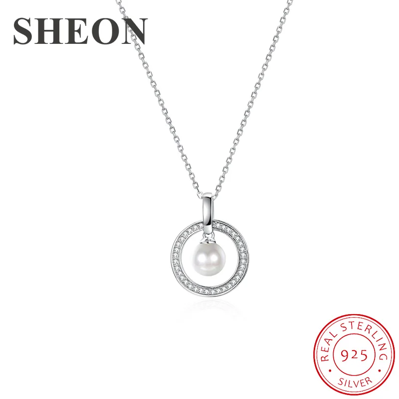 SHEON Authentic 925 sterling silver Zircon Circle Necklaces & Pendants Hanging With Pearl For Women Sterling Silver Jewelry
SHEON Authentic 925 sterling silver Zircon Circle Necklaces & Pendants Hanging With Pearl For Women Sterling Silver Jewelry