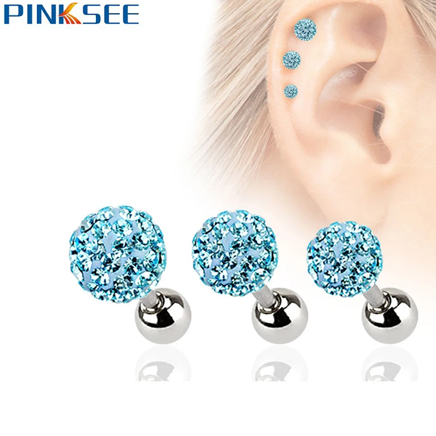 1pc Stainless Steel 18G Full Crystal Ball Ear Cartilage Piercing Helix Tragus Barbell Ear Studs Body Jewelry 5 Colors 3 4 5mm
1pc Stainless Steel 18G Full Crystal Ball Ear Cartilage Piercing Helix Tragus Barbell Ear Studs Body Jewelry 5 Colors 3 4 5mm