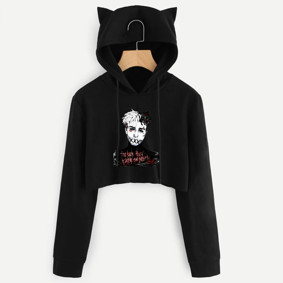 High Quality Xxxtentacion Cropped Hoodies Sweatshirt Women Sexy Fashion Cat Hooded Crop Cool Casual Tops Clothing
High Quality Xxxtentacion Cropped Hoodies Sweatshirt Women Sexy Fashion Cat Hooded Crop Cool Casual Tops Clothing