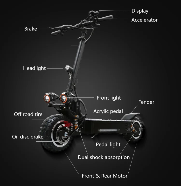 Perfect 3200W 60V 80KM/H Electric Scooter 11" Off Road Adults Foldable Samsung Battery Electrico Motor Hoverboad Skateboard E Scooter 3
