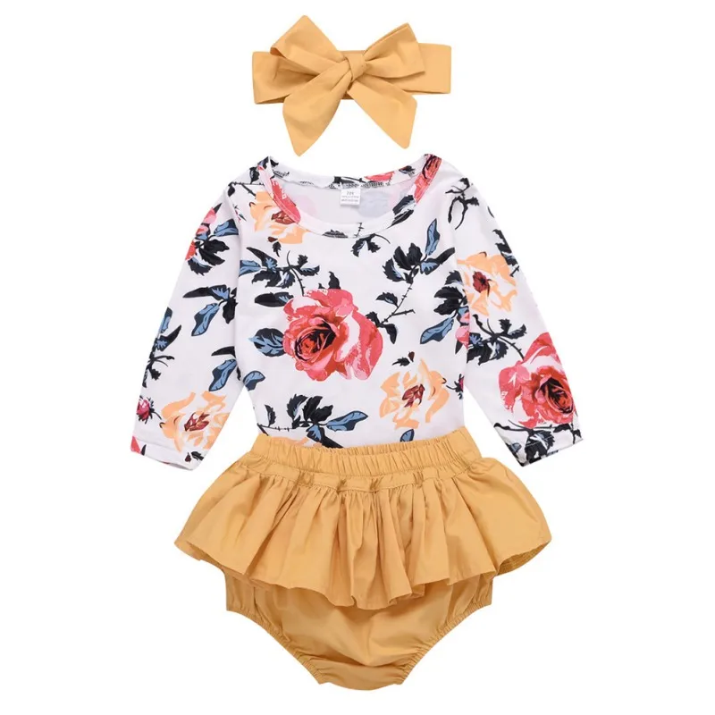 Spring Baby Girl Clothes Casual Floral Pattern Long Sleeve Romper Tops Shorts Headband 3pcs Clothes Set for Girls
Spring Baby Girl Clothes Casual Floral Pattern Long Sleeve Romper Tops Shorts Headband 3pcs Clothes Set for Girls