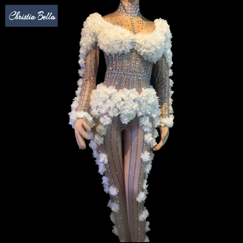 Christia Bella Sexy Rhinestone Jumpsuits Women Party Floral Bodysuits Skinny Stage Rompers Singer Dancer Performance Costumes
Christia Bella Sexy Rhinestone Jumpsuits Women Party Floral Bodysuits Skinny Stage Rompers Singer Dancer Performance Costumes