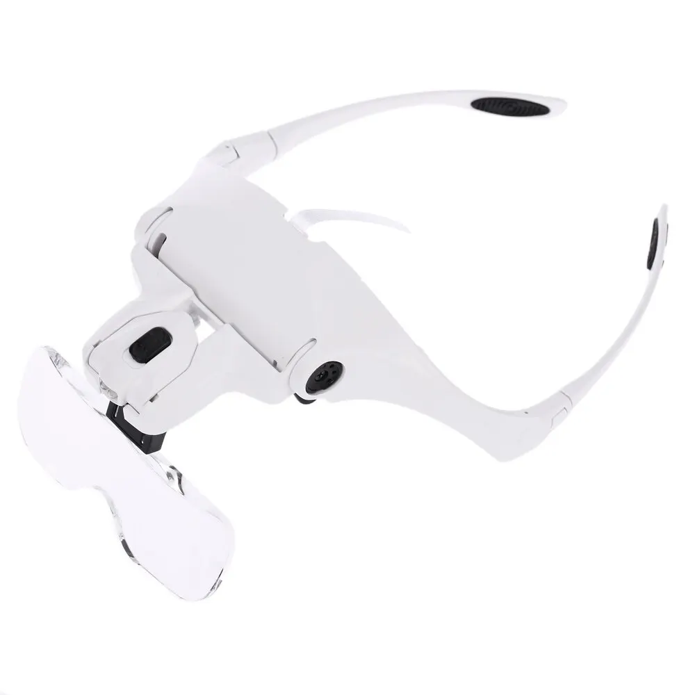 

1.0X-3.5X Magnifier 5 Lens Adjustable Bracket microscope portable Glasses Loupe magnifying glass with 2 Lights Magnifying Tool