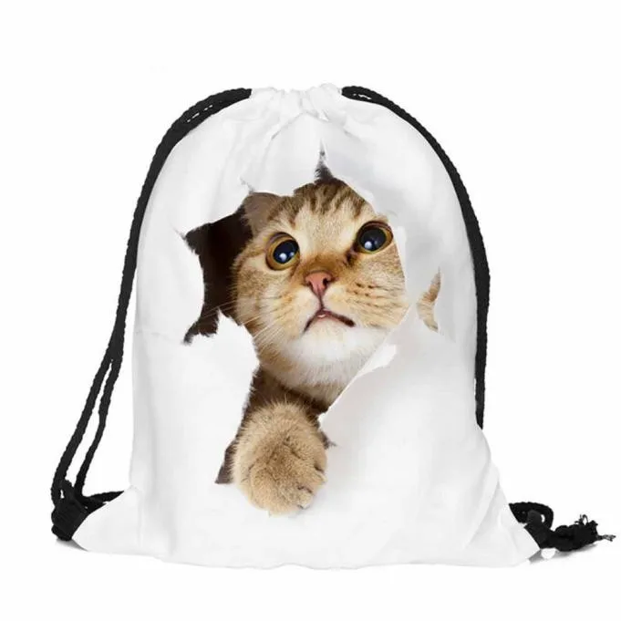 Drawstring Bags 3D Printing Cat Animal Camouflage Fashion Teenagers Backpack Travel Storage Mini Pouch mochila de gato
Drawstring Bags 3D Printing Cat Animal Camouflage Fashion Teenagers Backpack Travel Storage Mini Pouch mochila de gato