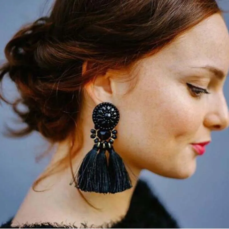 Bohemian Handmade 4 Design Long Tassel Earrings Wedding Crystal Statment Dangle Drop Tassel Earrings For Women Jewelry Wholesale 
Bohemian Handmade 4 Design Long Tassel Earrings Wedding Crystal Statment Dangle Drop Tassel Earrings For Women Jewelry Wholesale
