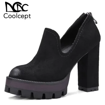 CoolCept Soft Flock Leather Women Thick Heels Pumps Back Zipper Platform Dress Shoes Women Square Heels Footwear Size 32-42
CoolCept Soft Flock Leather Women Thick Heels Pumps Back Zipper Platform Dress Shoes Women Square Heels Footwear Size 32-42