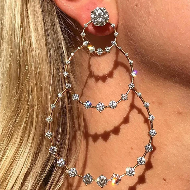 Lady Earrings Punk Large Circle Multi-layer Crystal Silver Earrings Female Bohemian Temperament Dance Party Jewelry
Lady Earrings Punk Large Circle Multi-layer Crystal Silver Earrings Female Bohemian Temperament Dance Party Jewelry