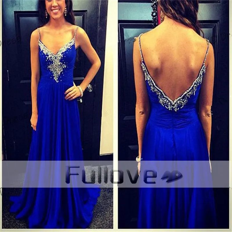 New Royal Blue Crystal Beaded Satin Evening Dresses Long Spaghetti Strap V-Neck Pleat Occasion Party Gowns Rode De Soiree Longue
New Royal Blue Crystal Beaded Satin Evening Dresses Long Spaghetti Strap V-Neck Pleat Occasion Party Gowns Rode De Soiree Longue