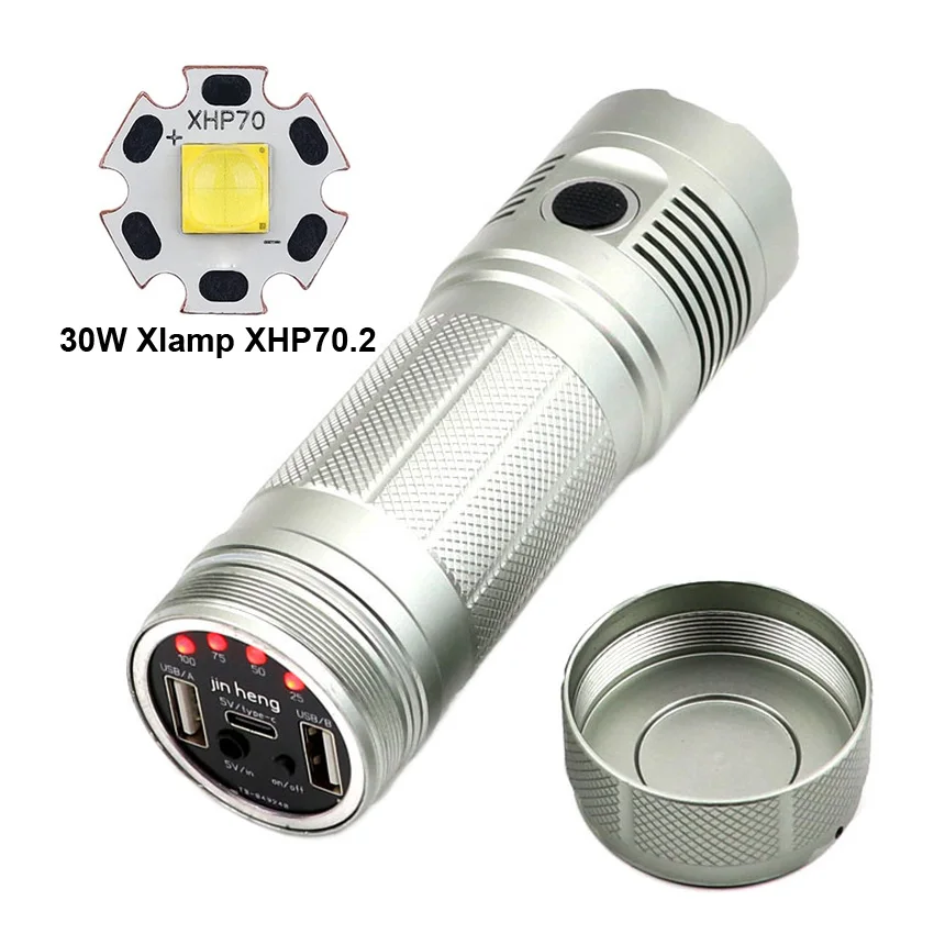 30W Powerful Xlamp XHP70 2.0 XHP70.2 LED Type C USB Rechargeable 18650 Flashlight 6 Modes lantern Work light white yellow light
30W Powerful Xlamp XHP70 2.0 XHP70.2 LED Type C USB Rechargeable 18650 Flashlight 6 Modes lantern Work light white yellow light