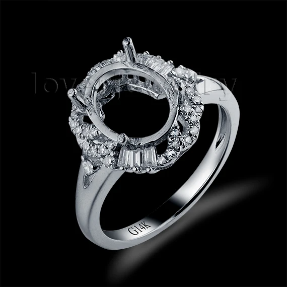 

Engagement Ring Natural Diamond Semi Mount Oval 8x10mm 14Kt White Gold WU268