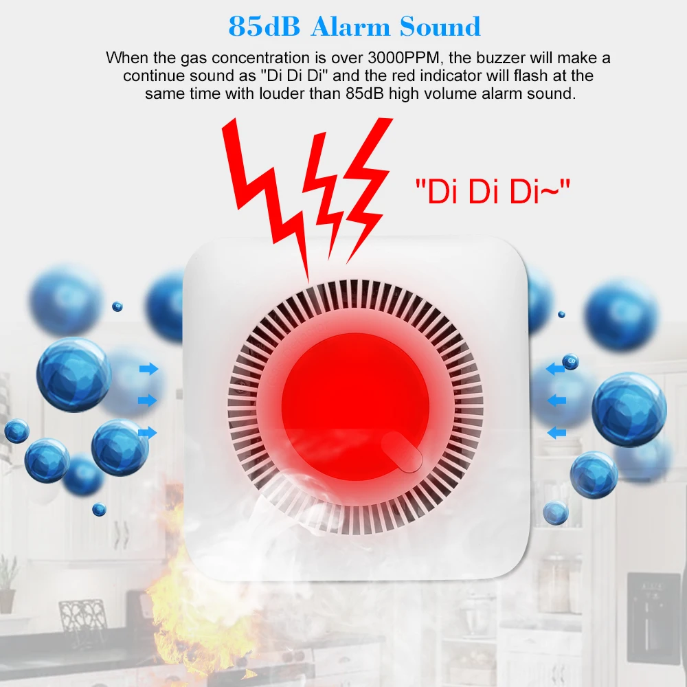 Gas Detector Combustible Gas Leak Alarm Sensor Tester Natural Gas Methane Propane Detector Sniffer with Sound Alarm Wall
Gas Detector Combustible Gas Leak Alarm Sensor Tester Natural Gas Methane Propane Detector Sniffer with Sound Alarm Wall