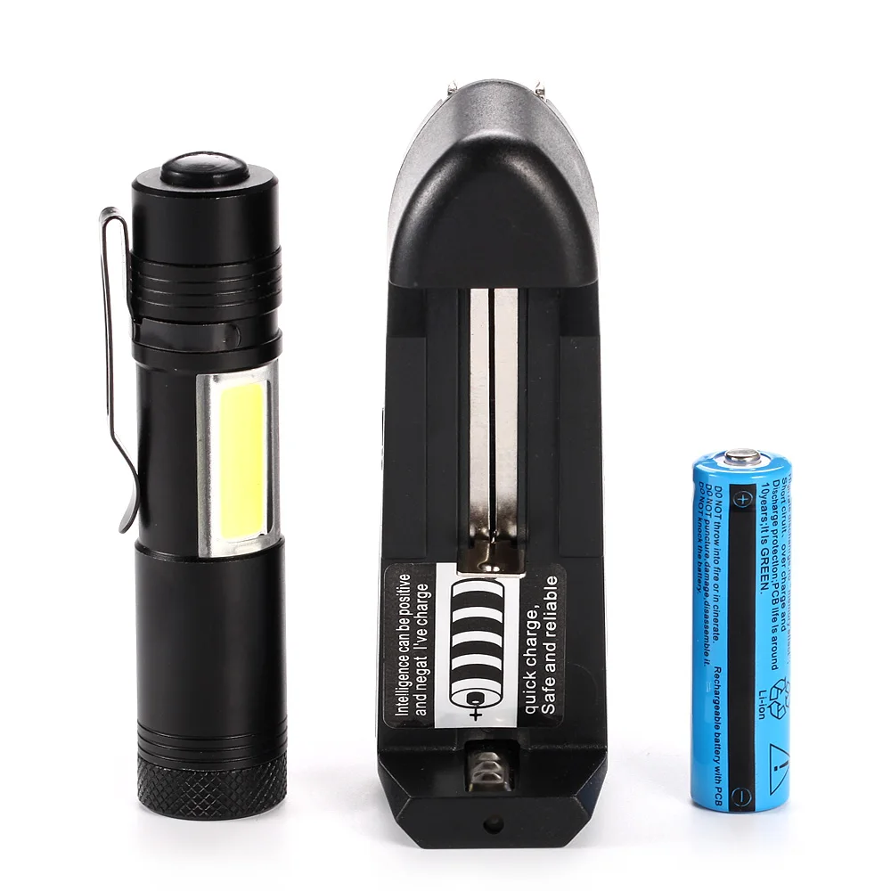 new MINI Portable Led Flashlight with Clip XPE LED+COB LED Torch Super Bright high lumens work light & 14500 battery charger 
new MINI Portable Led Flashlight with Clip XPE LED+COB LED Torch Super Bright high lumens work light & 14500 battery charger
