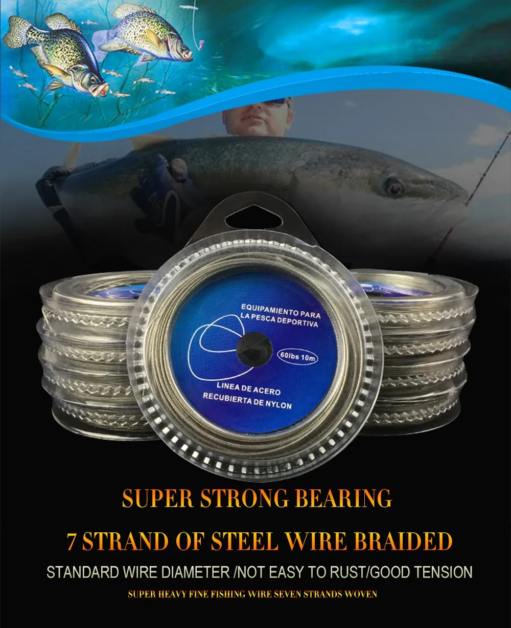 Steel Fishing Wire 7 Strands 10M Super Soft Wire Lines Isca