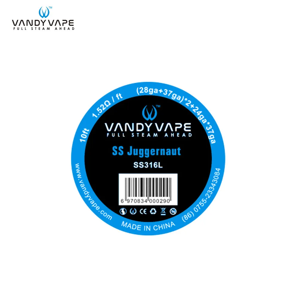 Original Vandy vape SS Juggernaut SS316L wire 10ft 1.52ohm accessories For Vape Tank Electronic Cigarette Atomizer | Электроника