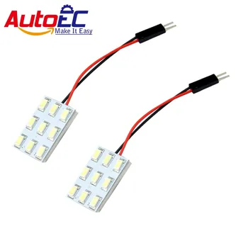 

AutoEC 10x Car led panel light 9 SMD 5630 5730 led Interior Room Dome Bulb with t10 ba9s festoon Adapter 12V white #LL26