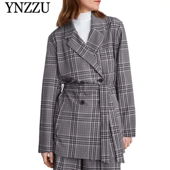 Vintage Double-breasted Checkered Blazer Women Long Office Lady Suit Coat 2019 Spring Autumn Jacket Women with Sashes AO932
Vintage Double-breasted Checkered Blazer Women Long Office Lady Suit Coat 2019 Spring Autumn Jacket Women with Sashes AO932