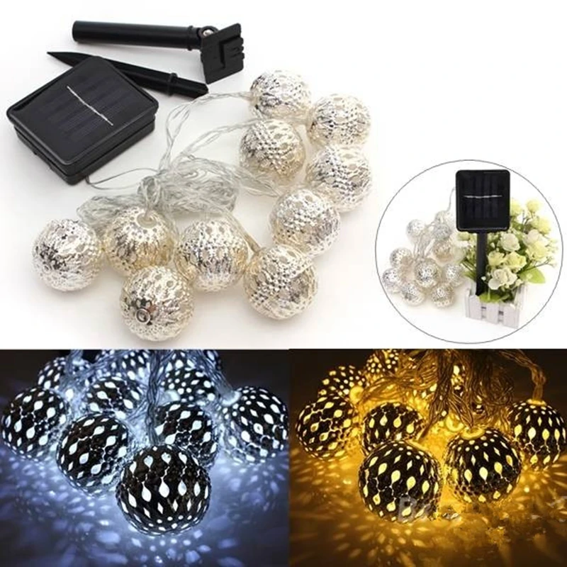 Solar Powered Lantern Lighting Fairy Christmas silver Ball star Lamp waterproof 10 LED Solar String Lights Moroccan Ball
Solar Powered Lantern Lighting Fairy Christmas silver Ball star Lamp waterproof 10 LED Solar String Lights Moroccan Ball