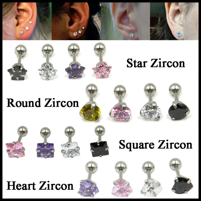 1PC Surgical Steel Prong Set Round&Star&Heart&Square Crystal Zircon Ear Cartilage Tragus Helix Piercing Stud Earring Jewelry
1PC Surgical Steel Prong Set Round&Star&Heart&Square Crystal Zircon Ear Cartilage Tragus Helix Piercing Stud Earring Jewelry