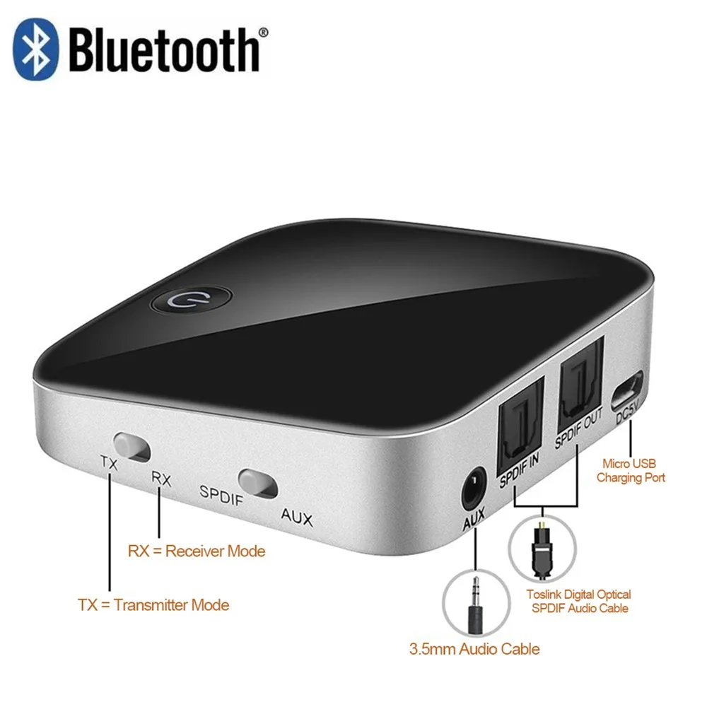 Bluetooth 5 0 передатчик и приемник 2 в 1 беспроводной стерео аудио адаптер Toslink / SPDIF Aux 3