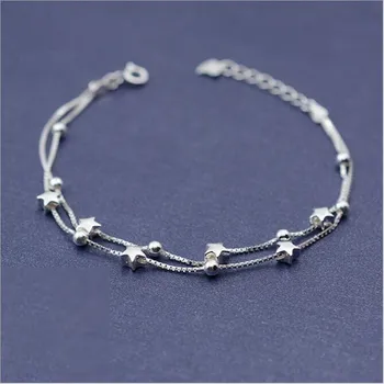 Korean Fashion Multi-layer 925 Sterling Silver Jewelry Frosted Five-pointed Star Chain Box Female Bracelet SB13
Korean Fashion Multi-layer 925 Sterling Silver Jewelry Frosted Five-pointed Star Chain Box Female Bracelet SB13