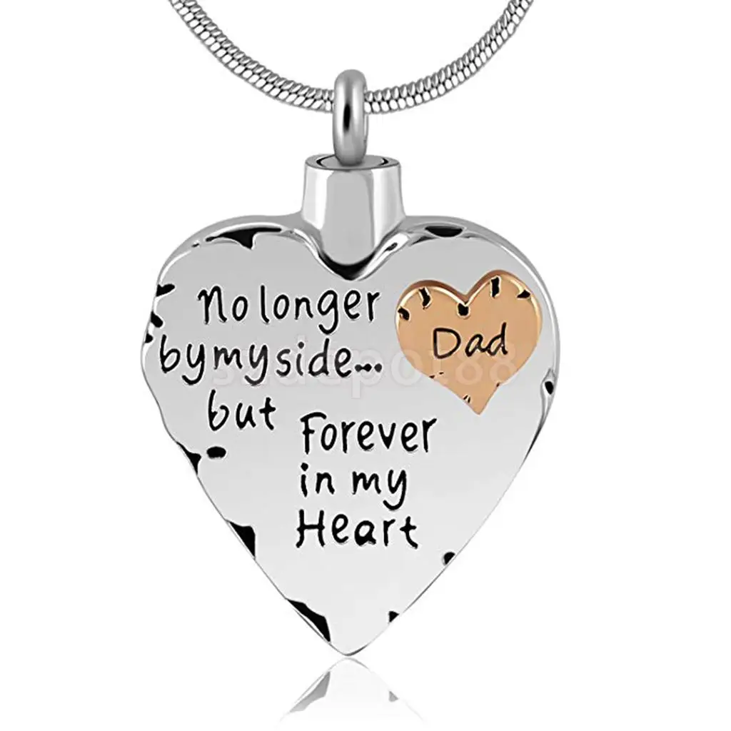 Dad Mom Son Sister Daughter Family Members Love Heart Cremation Urn Stainless Steel Pendant Forever In My Heart