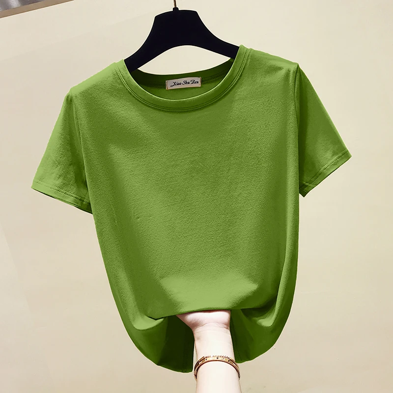 2019 Summer New Korean Slim Cotton fashion round neck Avocado Green T-Shirt Women's Short Sleeve Top Casual Wild T-shirt
2019 Summer New Korean Slim Cotton fashion round neck Avocado Green T-Shirt Women's Short Sleeve Top Casual Wild T-shirt