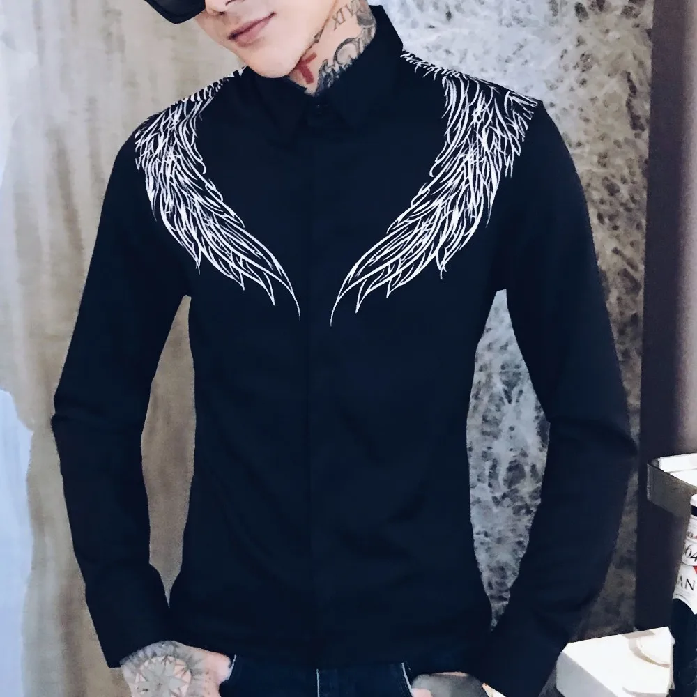 Streetwear Digital Print Slim Fit Casual Dress Shirts Party M-3XL 2019 Autumn Men Shirt Brand Long Sleeve Black White Shirt Men 
Streetwear Digital Print Slim Fit Casual Dress Shirts Party M-3XL 2019 Autumn Men Shirt Brand Long Sleeve Black White Shirt Men